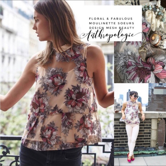 MOULINETTE SOEURS TERRACE SWING SHEER PEPLUM BLOUSE WITH CAMI SIZE 6 - Picture 3 of 10